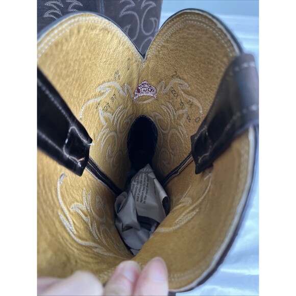 VTG Nocona Cowboy Boots Mens 9.5D Made In USA Brown Leather Western Snip Toe USA main image 5